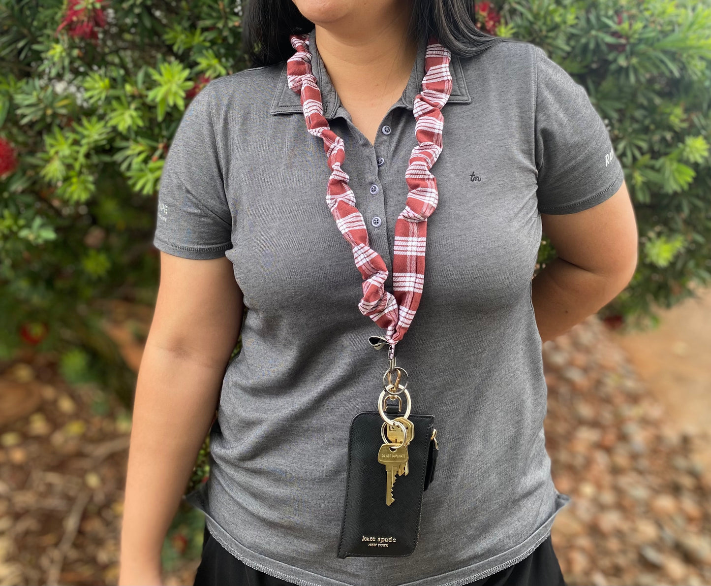 Blue Puakenikeni Pikake Scrunchie Lanyard