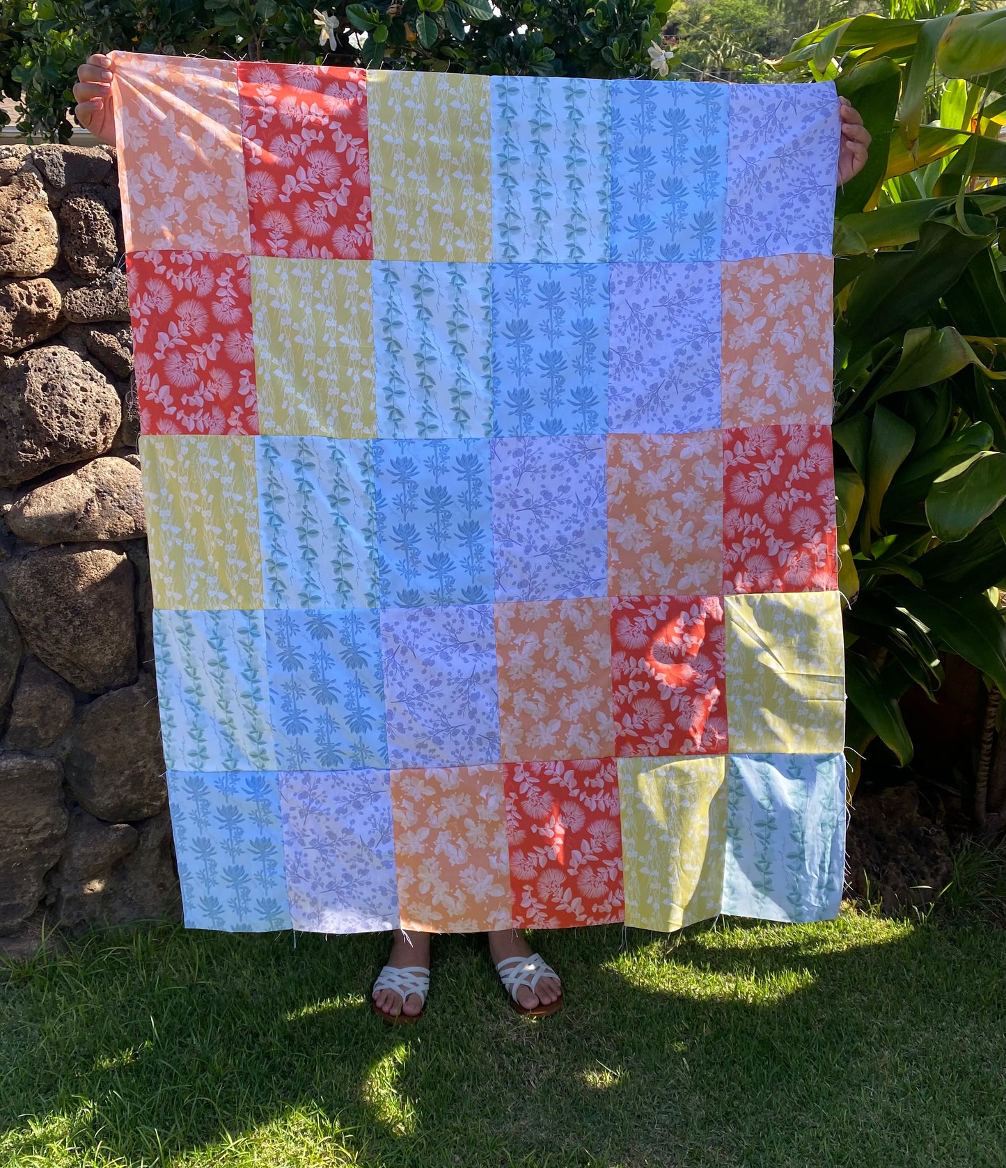 Ānuenue Rainbow Patchwork Minky Blanket