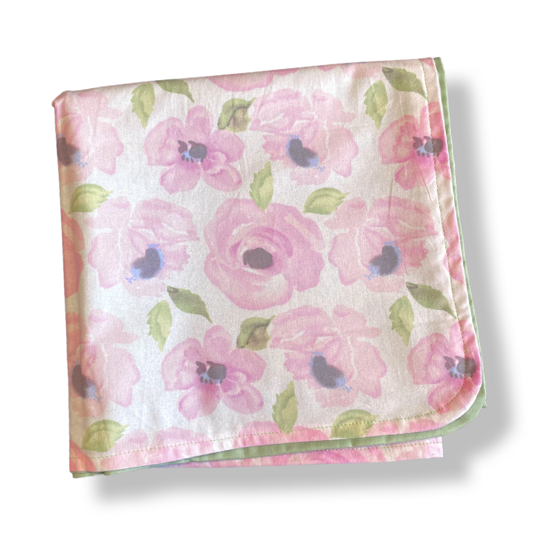 Rosey Green Cotton Baby Blanket