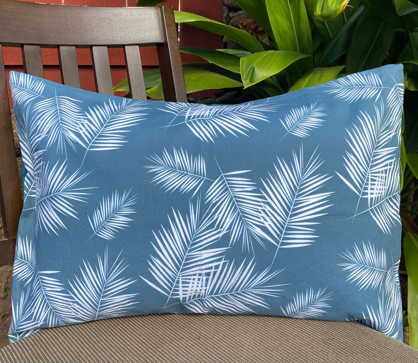 Blue Palm Leaves Keiki Pillowcase