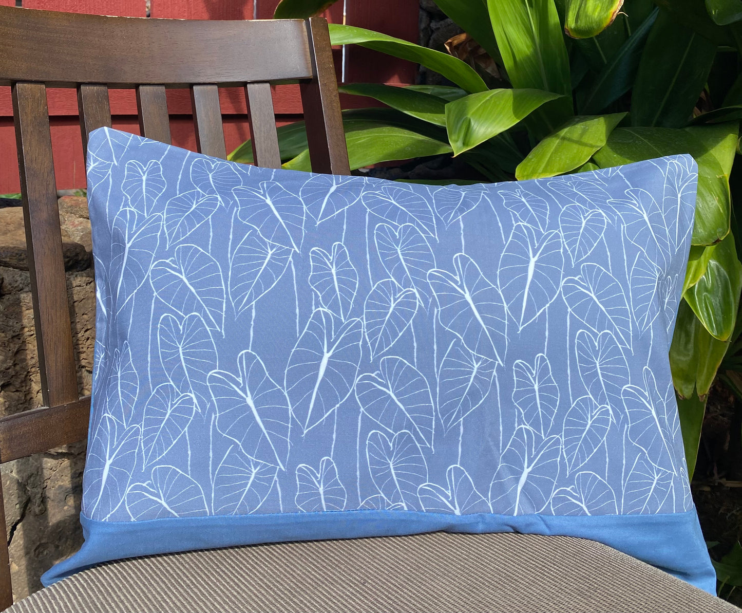 Blue-Gray Kalo Leaf Keiki Pillowcase