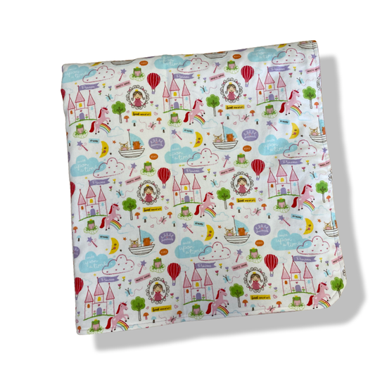 Princess, Castle + Unicorns Pink Minky Baby Blanket