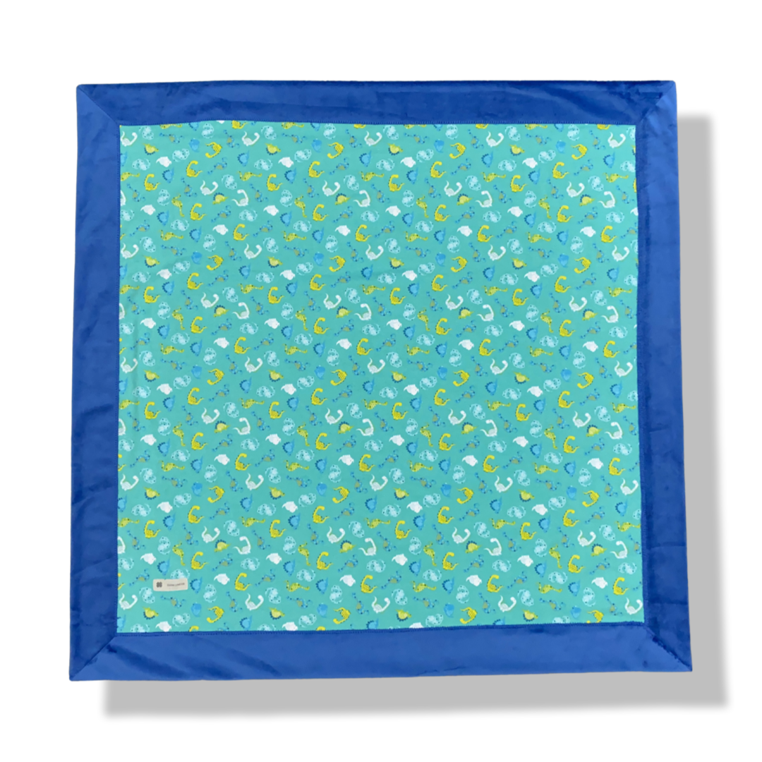 Blue Dinosaur Bordered Minky Blanket