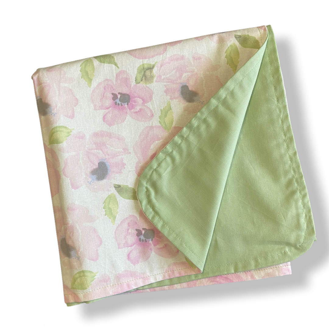 Rosey Green Cotton Baby Blanket
