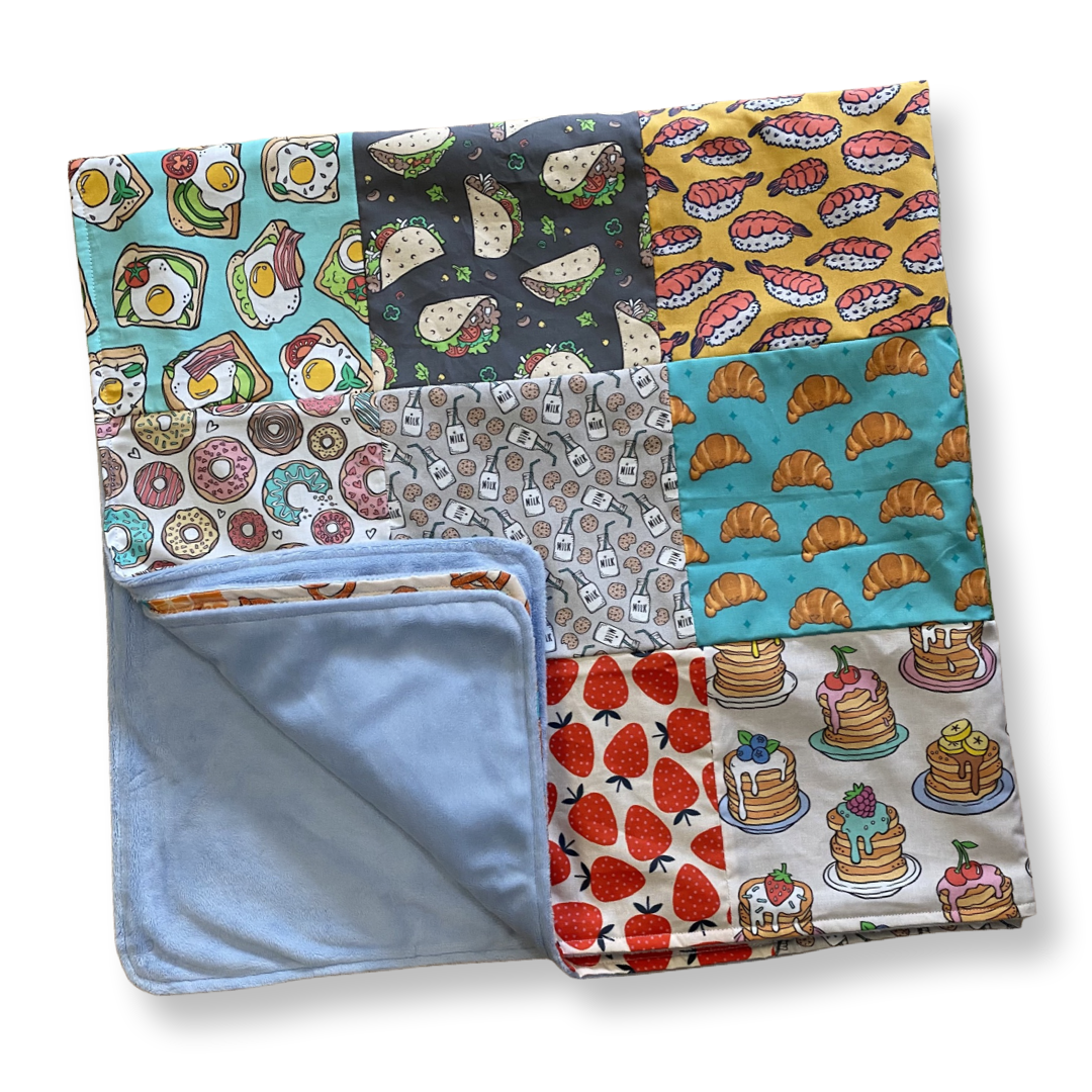 Blue Foodie Lover Patchwork Minky Blanket