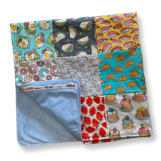 Blue Foodie Lover Patchwork Minky Blanket