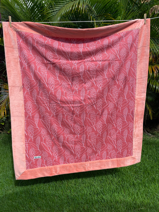 Pink Ginger Bordered Minky Blanket