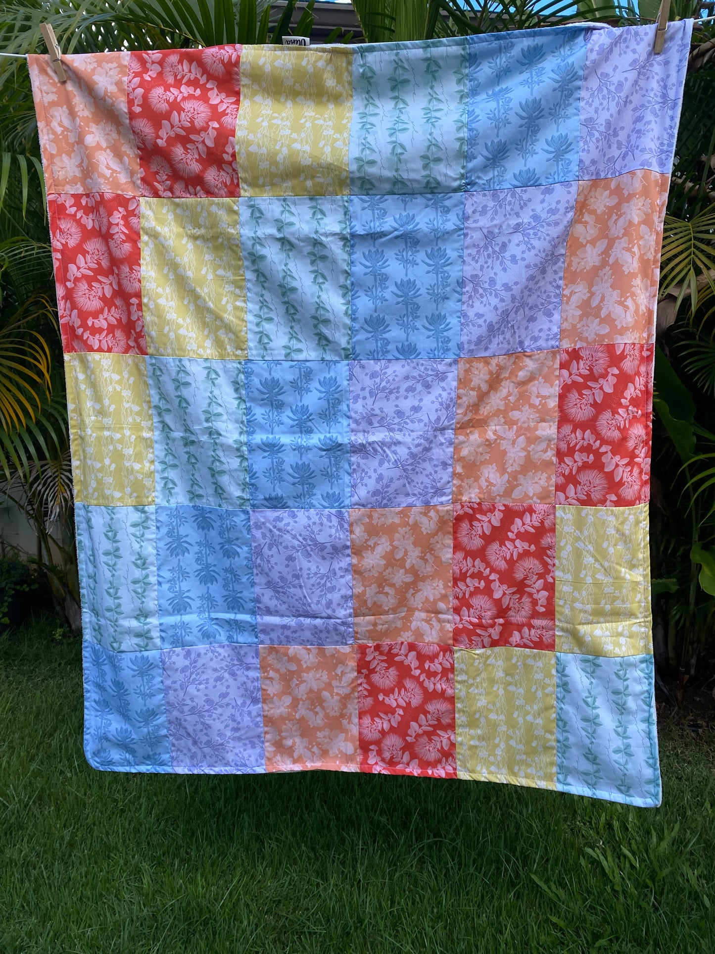 Ānuenue Rainbow Patchwork Minky Blanket