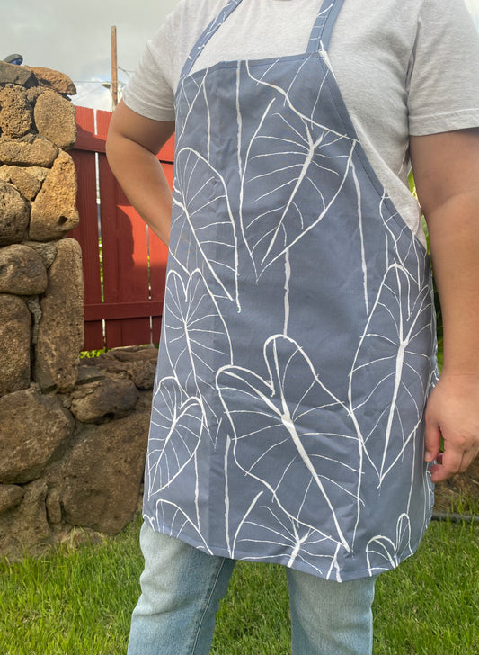 Blue-Gray Kalo Leaf Apron