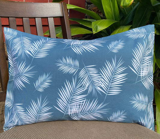 Blue Palm Leaves Keiki Pillowcase