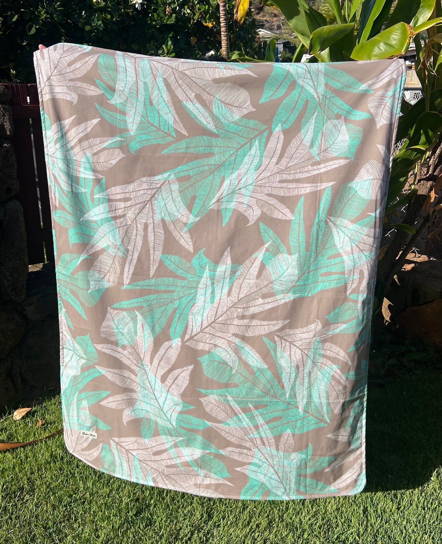 Gray Green Laua'e Keiki Minky Blanket