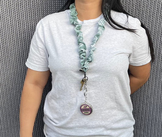 Green Palm Leaves Scrunchie Lanyard