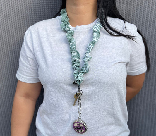 Green Palm Leaves Scrunchie Lanyard