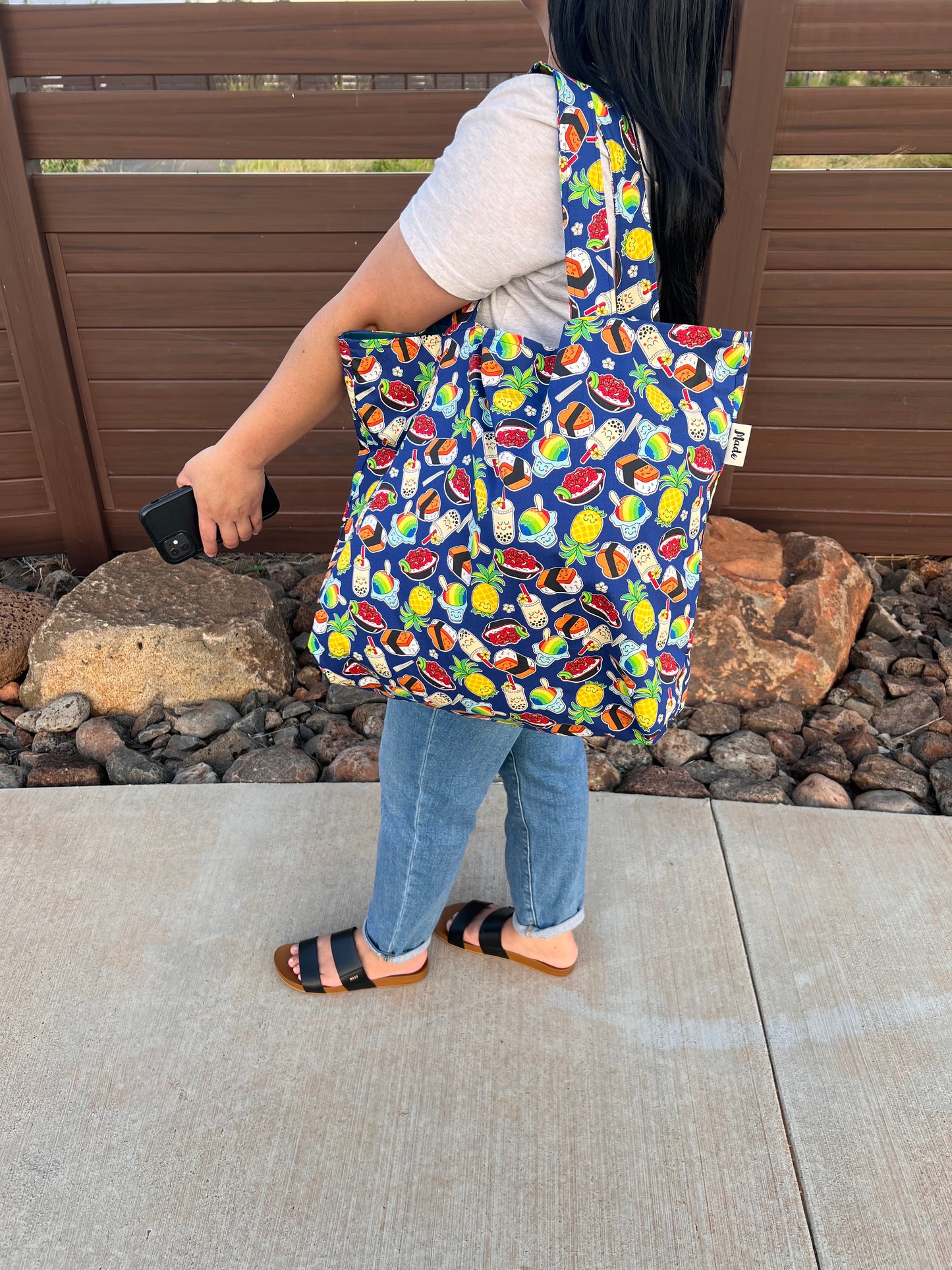 Local Kine Summer || Large Tote Bag NAVY