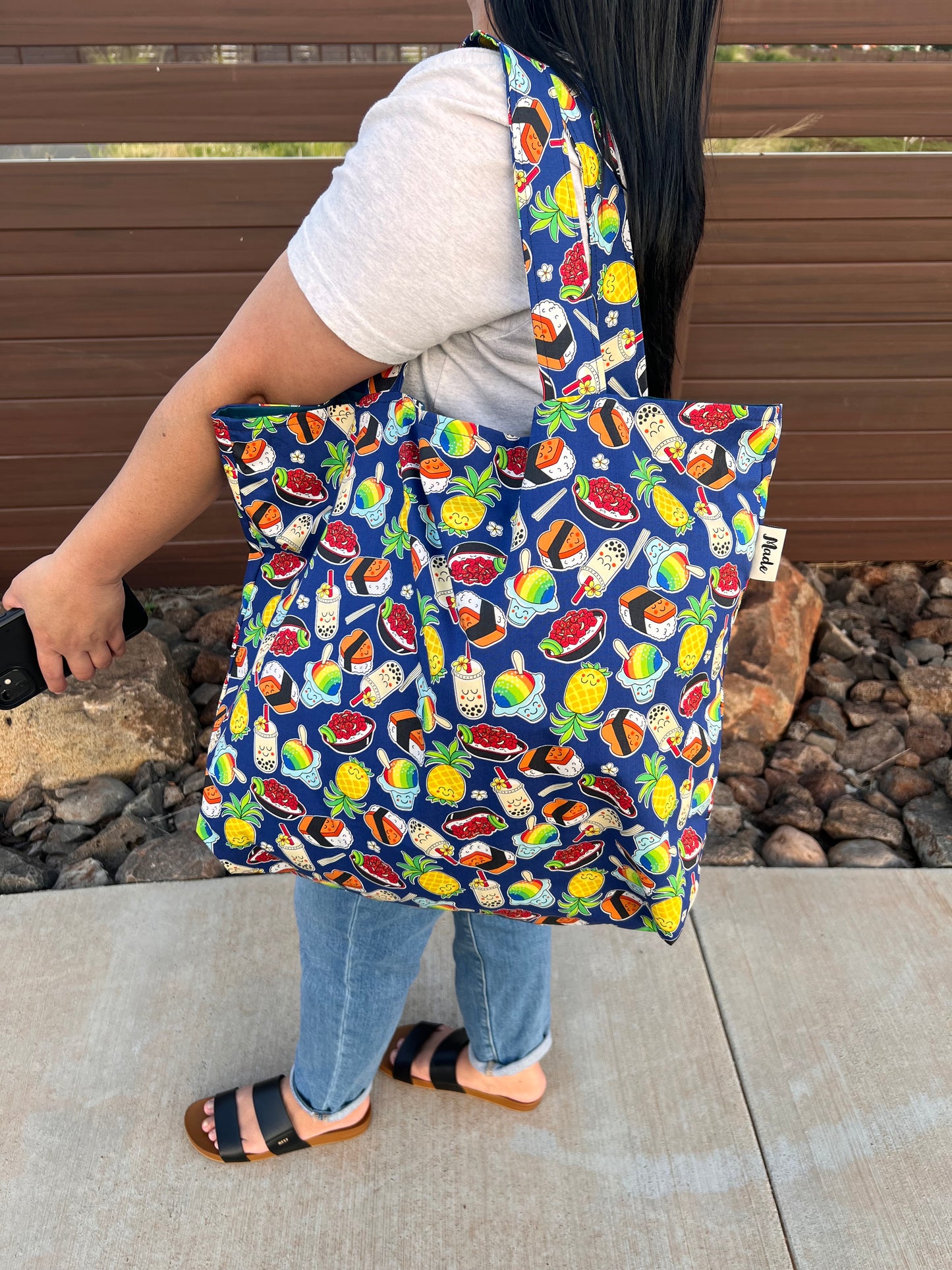 Local Kine Summer || Large Tote Bag NAVY
