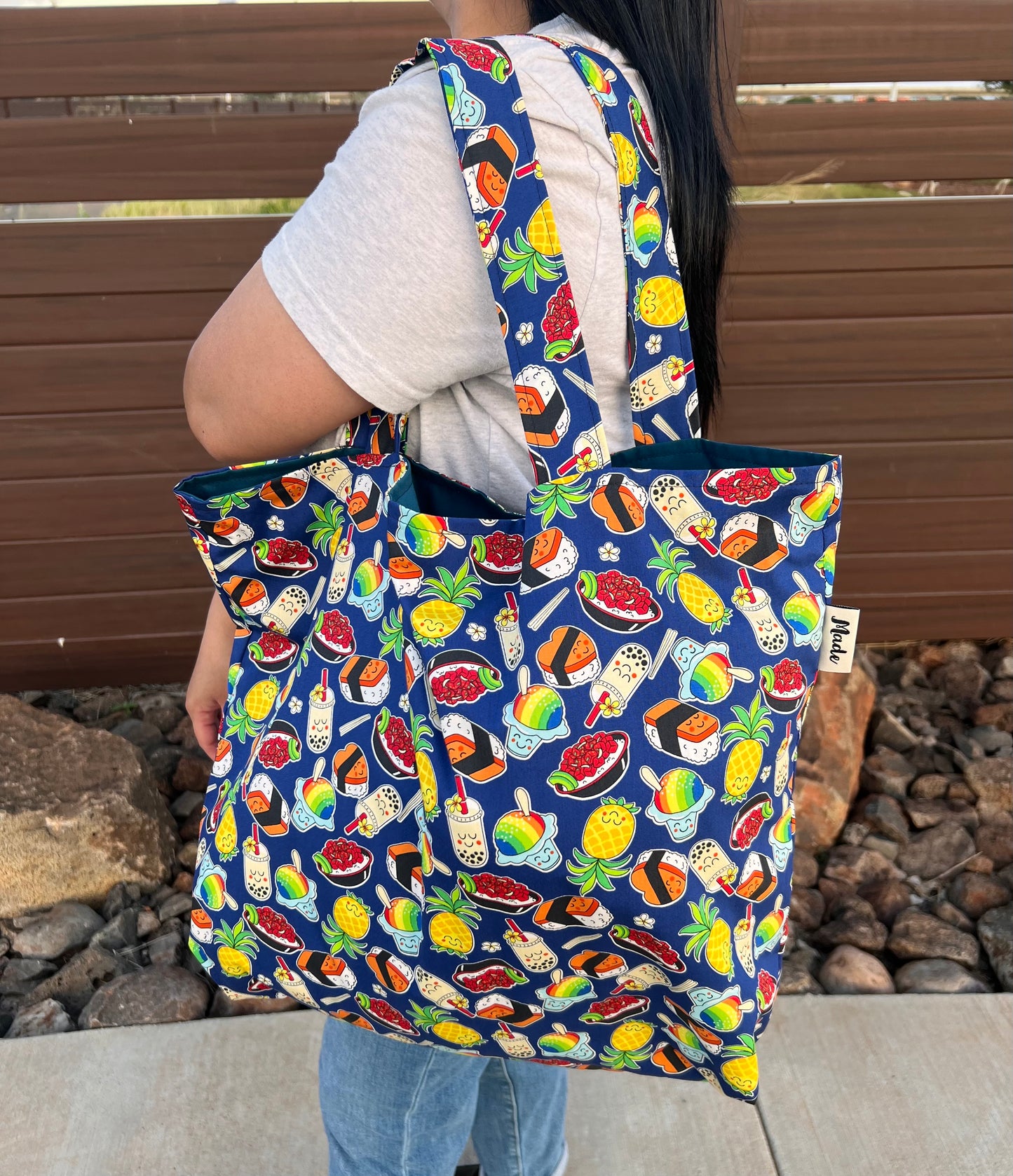 Local Kine Summer || Large Tote Bag NAVY