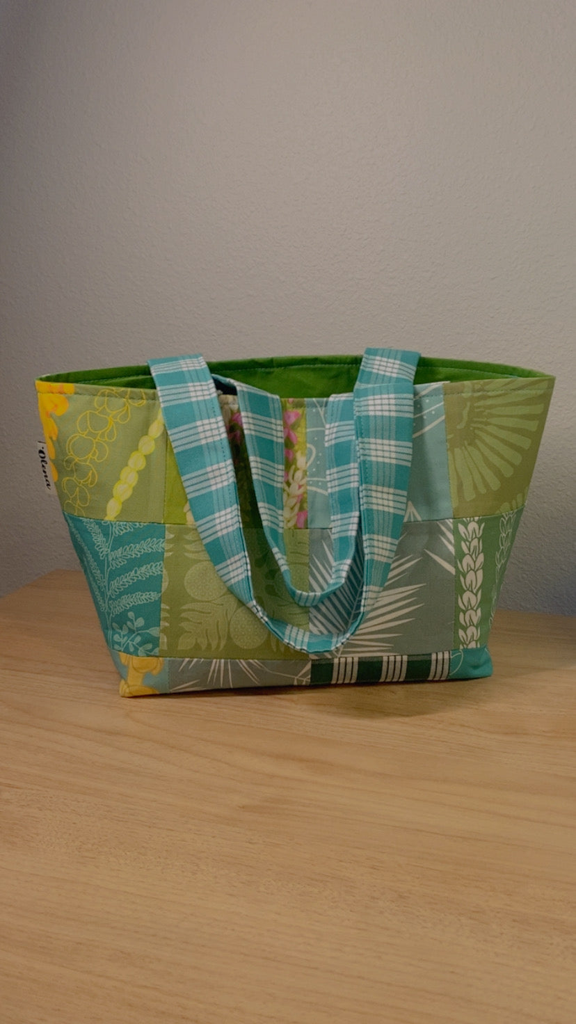 ʻŌmaʻomaʻo Patchwork Tote Bag